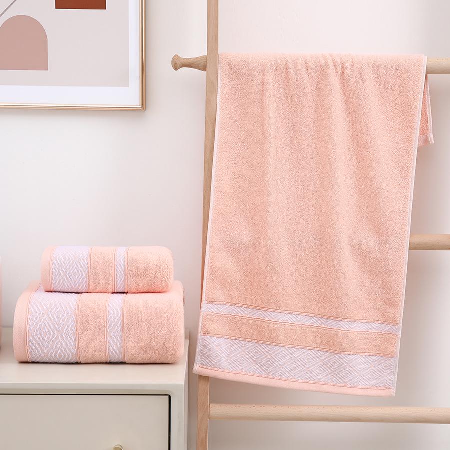 Geometric Satin Embroidery Cotton Face Towel - Thick, Soft, Fine Absorbent.