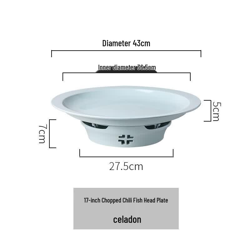 OEING 17-inch Celadon Ceramic Oval Warming Serving Dish