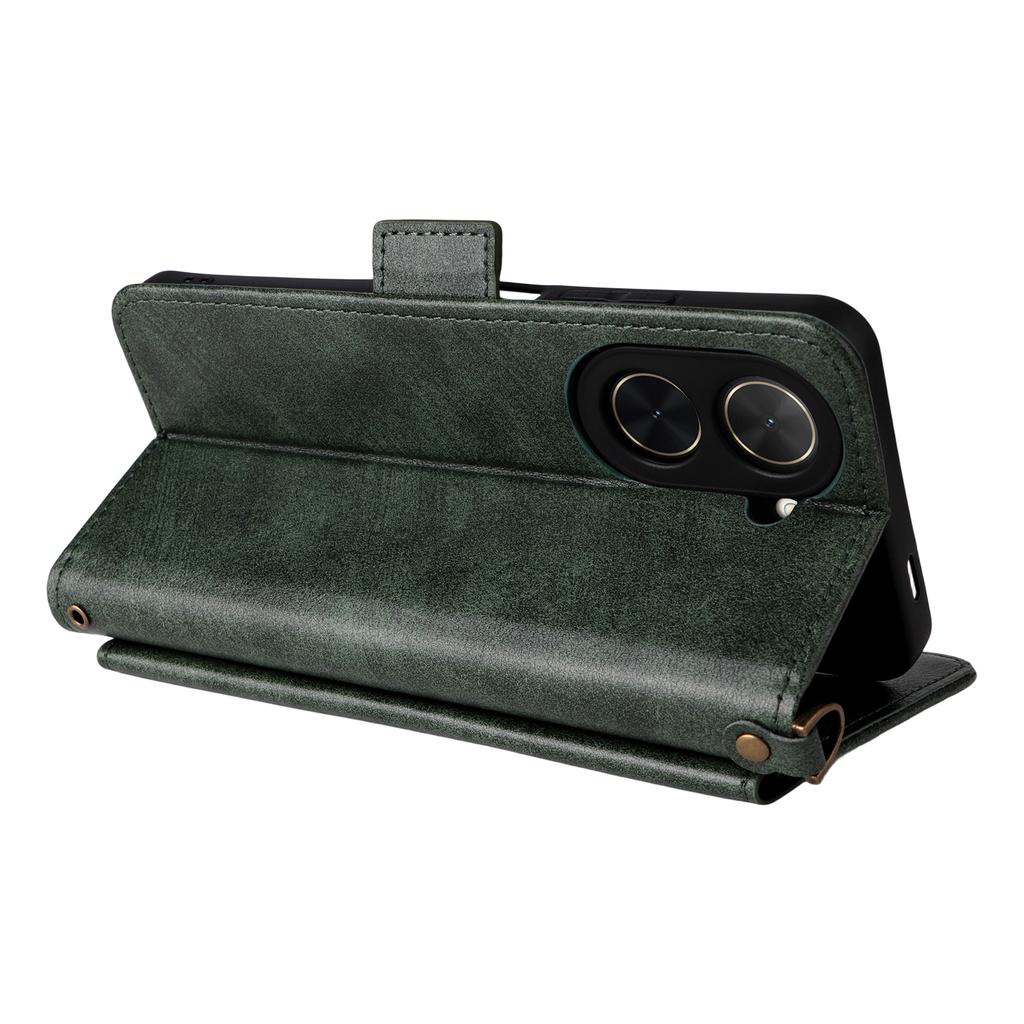 For Xiaomi Redmi A5 4G (171.7mm)/Poco C71 4G Leather Case Magnetic Closure Wallet Stand Phone Cover with Crossbody Strap