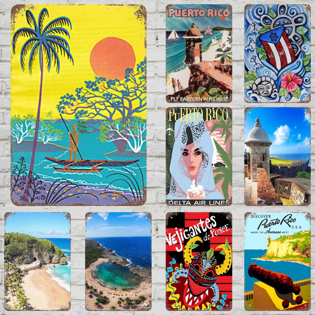 puerto rico Decor Poster Vintage Tin Sign Metal Sign Decorative Plaque for Pub Bar Man Cave Club Wall Decoration