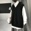 New Fashionable Thick V-neck Sleeveless Vest Sleeveless Sweater Cotton School Uniform Cotton Loose Knitted Vest Sweater For Men