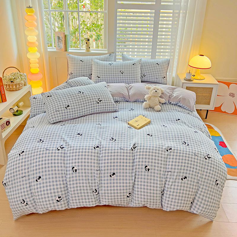 Flowers Bedding Set with Pillowcase Bed Sheet Single Full Size Bed Linen Washed Cotton Duvet Cover Set Queen/King Double Size