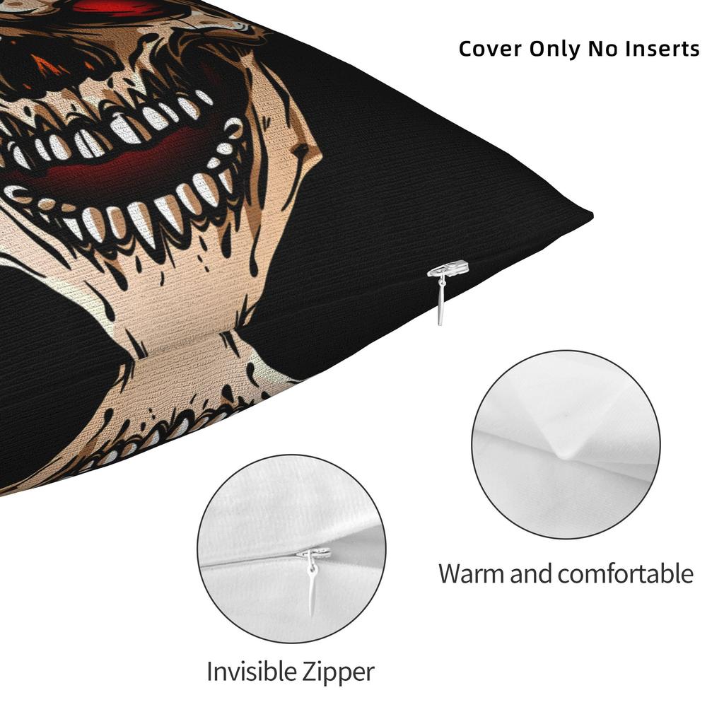 Black Grey Skull Face Día De Los Muertos Pillow Case Comfy Pillow Cover Vintage Cushion Cover For Living Room Sofa