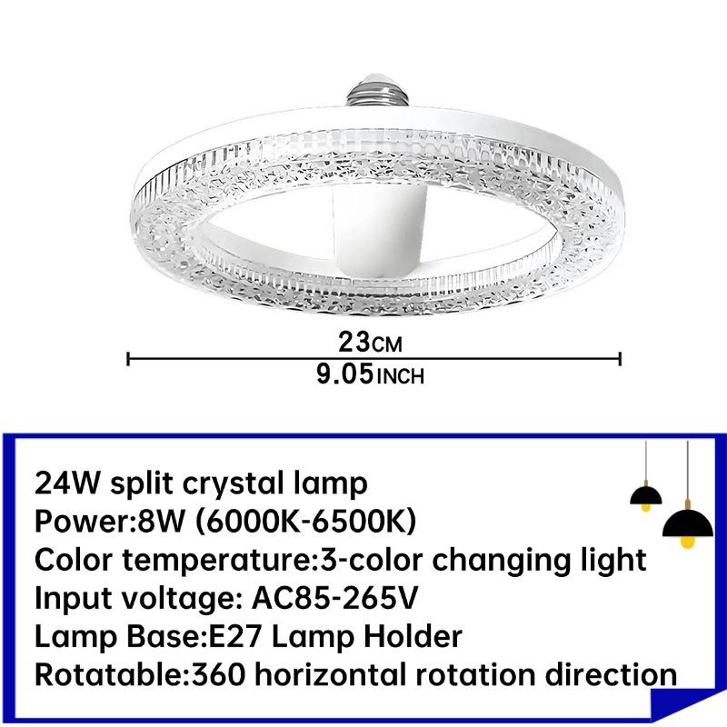New LED ceiling light crystal E27 bulb 18W 24W pendant light AC220V 110V living room, bedroom, corridor, indoor lighting