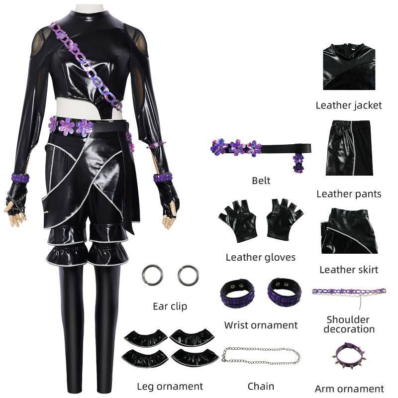 Kpop Demon Hunters Rumi Mira Zoey Kostium Skórzany z Tkaniną PU do Cosplayu na Imprezy Anime