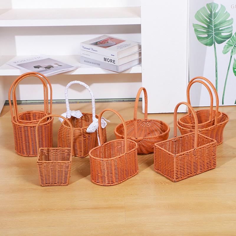 Handmade Imitation Rattan Picnic & Gift Basket with Iron Art Elements