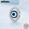 WOSTU 925 Sterling Silver Blue Evil Eye Charms Fatima's hand Beads Fit Original Bracelet DIY Necklace Jewelry Make New Year Gift