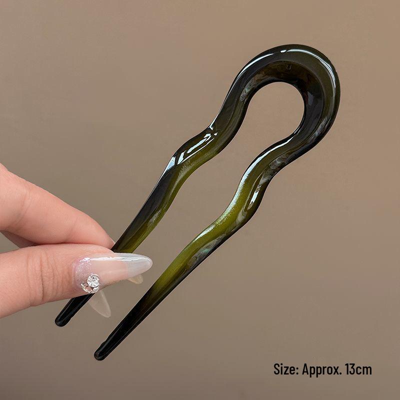Elegant U-shaped Acrylic Hairpin for Women's Bun - New Chinese Style