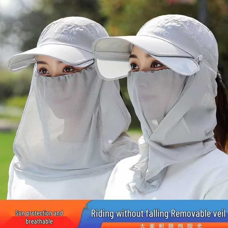 Damen Sommer Sonnenhut mit UV-Schutz und einziehbarer großer Krempe, Gesichtsschutz, für Outdoor-Aktivitäten.