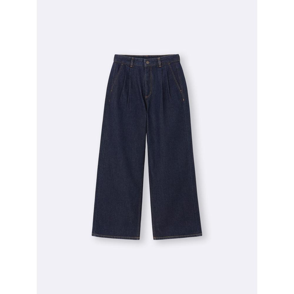 Gu By Uniqlo Denim Tuck Trousers  Standard Length 70.0 To 74.0 Cm 