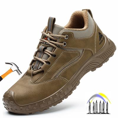 Steel Toe Non Slip Sneakers Anti Puncture Boots Anti Smashing Labor Shoes Waterproof Safety Shoes for Men Leather Work Shoes