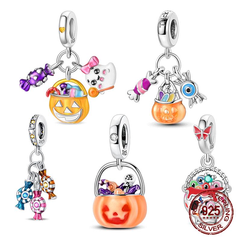 Copper Halloween Trickortreat Candy Bucket Pendant Charm Compatible With Authentic Charm Bracelets Women Do It Yourself Jewellery Gift