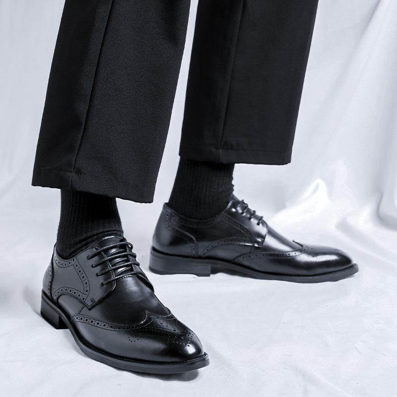 Winter men's Brock engraved small leather shoes casual British and Korean version of youth business derby shoes 24330-R