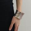 Fashion Vintage Metal Woven Wide Self-Regulating Bangle Women Smooth Curved Open Bracelet Punk Jewelry Accessories