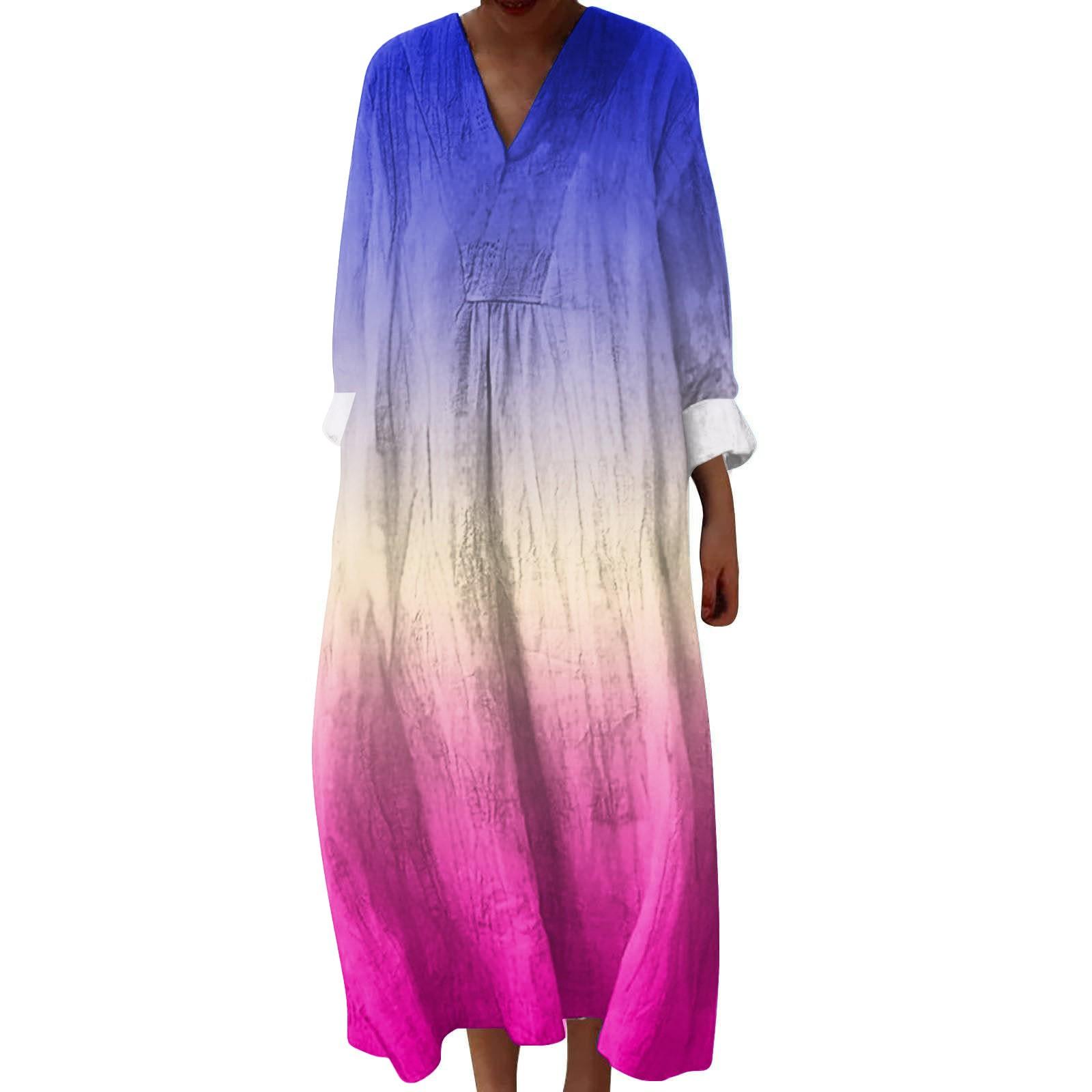 

Женское повседневное и модное платье с V-образным вырезом и принтом, с длинным рукавом XL жёлтый