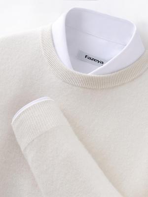 Men's Soft Cashmere Knitwear Round Neck Sweater - Autumn/Winter Base Layer Pullover