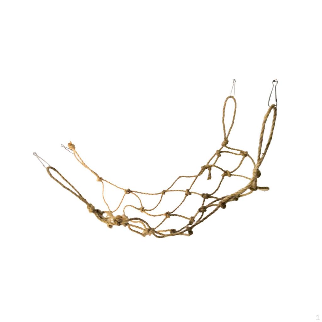 Bird Climbing Net Parrot Hanging Swing Rope Cage Perch with Buckles Hooks Chew Toys Hamster Hammock