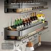 Kitchen Shelf Organizer, WallMounted Seasoning Shelf, NoDrill MultiFunctional Carbon Steel &