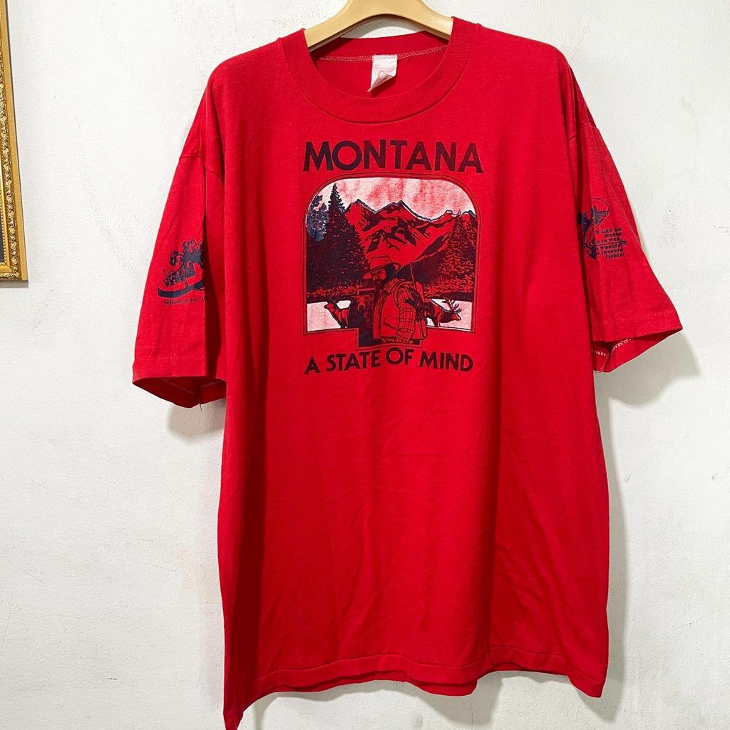 Vintage 80s Montana A State of Mind Mountain Souvenir T-Shirt Size XL