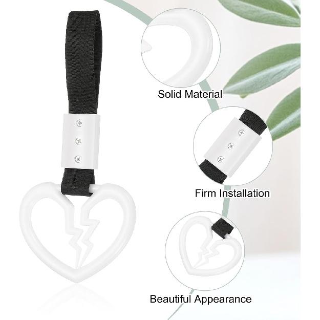 PATIKIL 2Pcs Broken Heart Shaped Car Handle Straps, Car Hanging Accessories Bumper Warning Ring Drift Charm For Auto Decor Interior Exterior