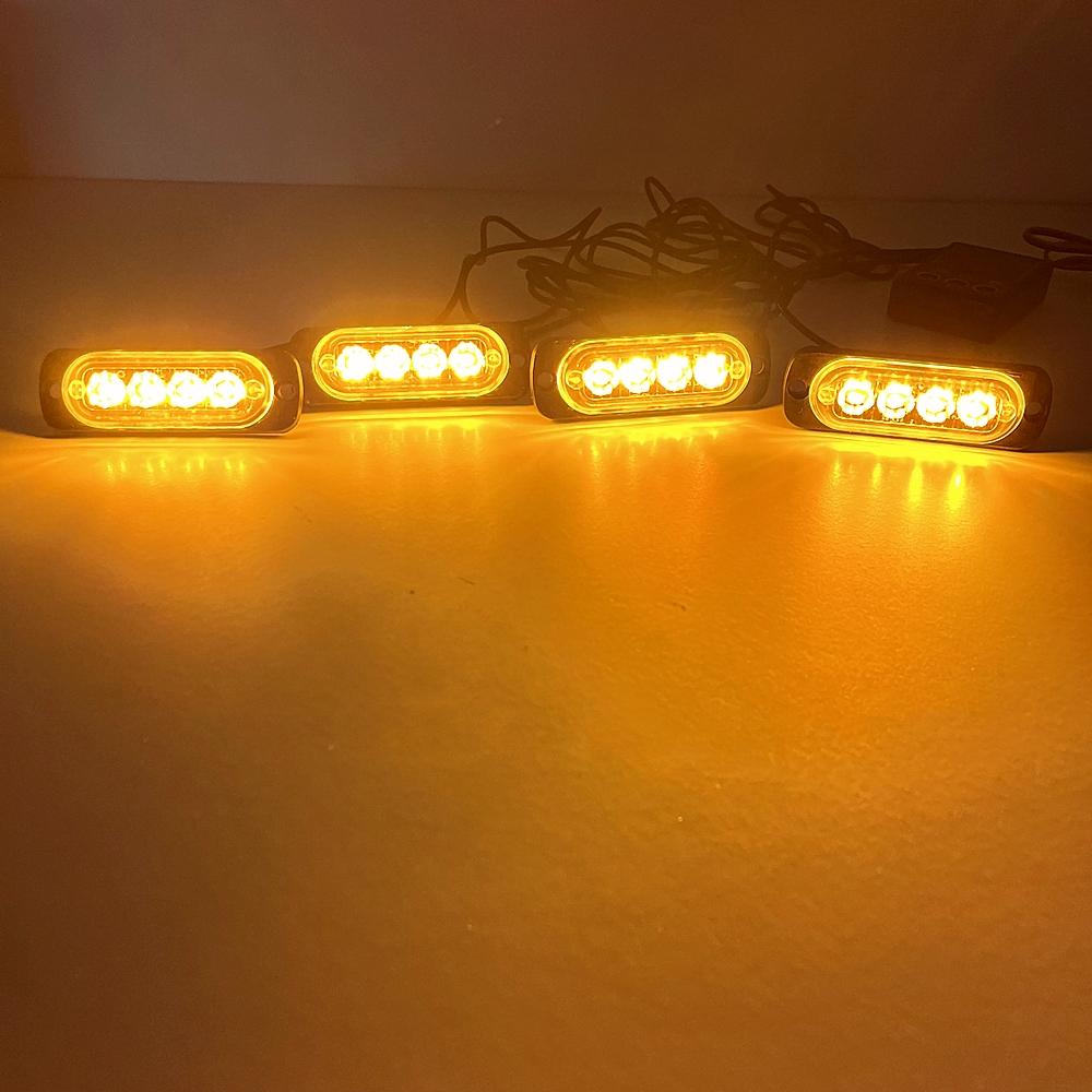 LED Emergency Light 12V 24V Amber LED Truck Car Grille Lights Flasher LED Emergency Beacon Strobe Signal Light