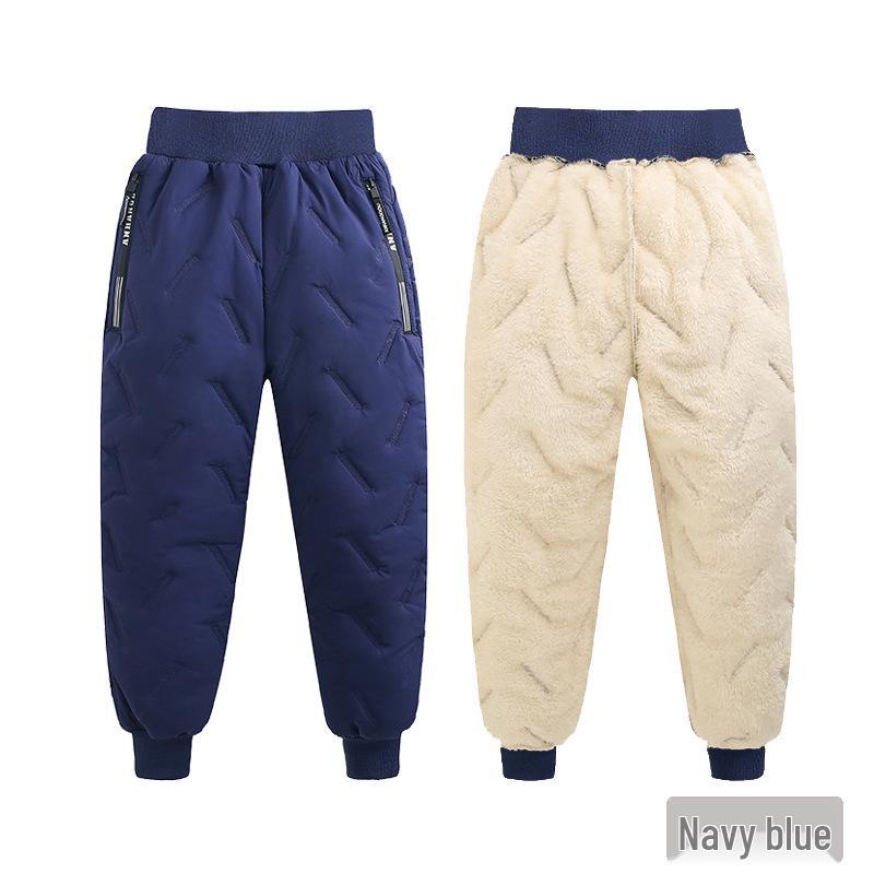 Children's Fleece-Lined Cotton Pants for Boys and Girls - Warm Winter Lambswool Outerwear