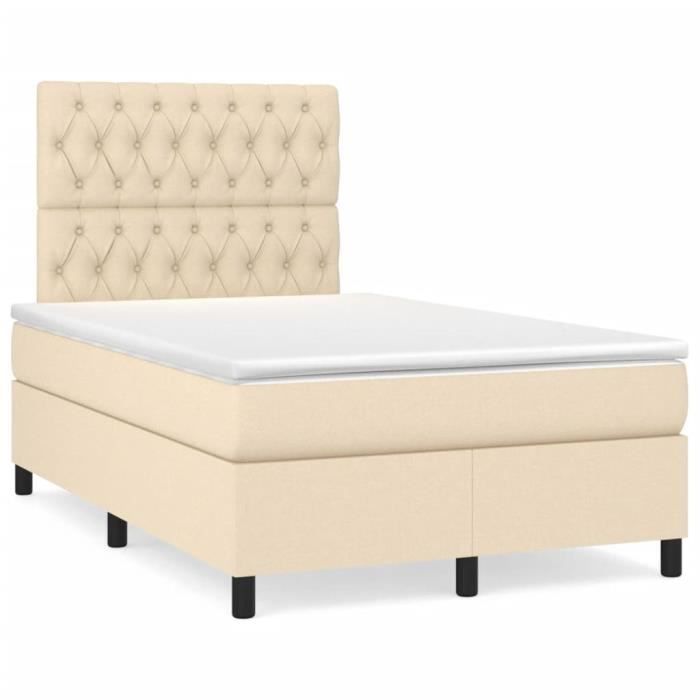 3142006 vidaXL Divan Bed with Mattress Cream 120x200 Cm Fabric