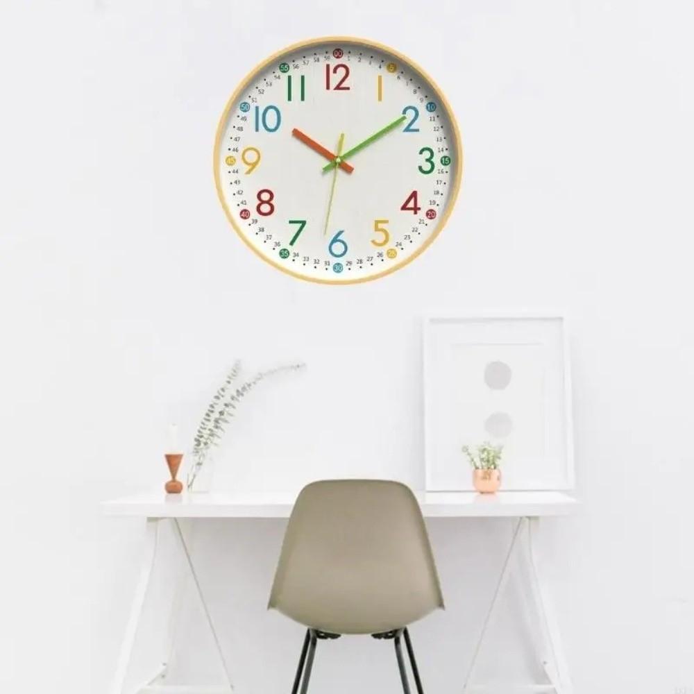 Colorful Numeral Wall Clock Non Ticking Children Clock Easy Read Quartz Clock  Home Office Decors