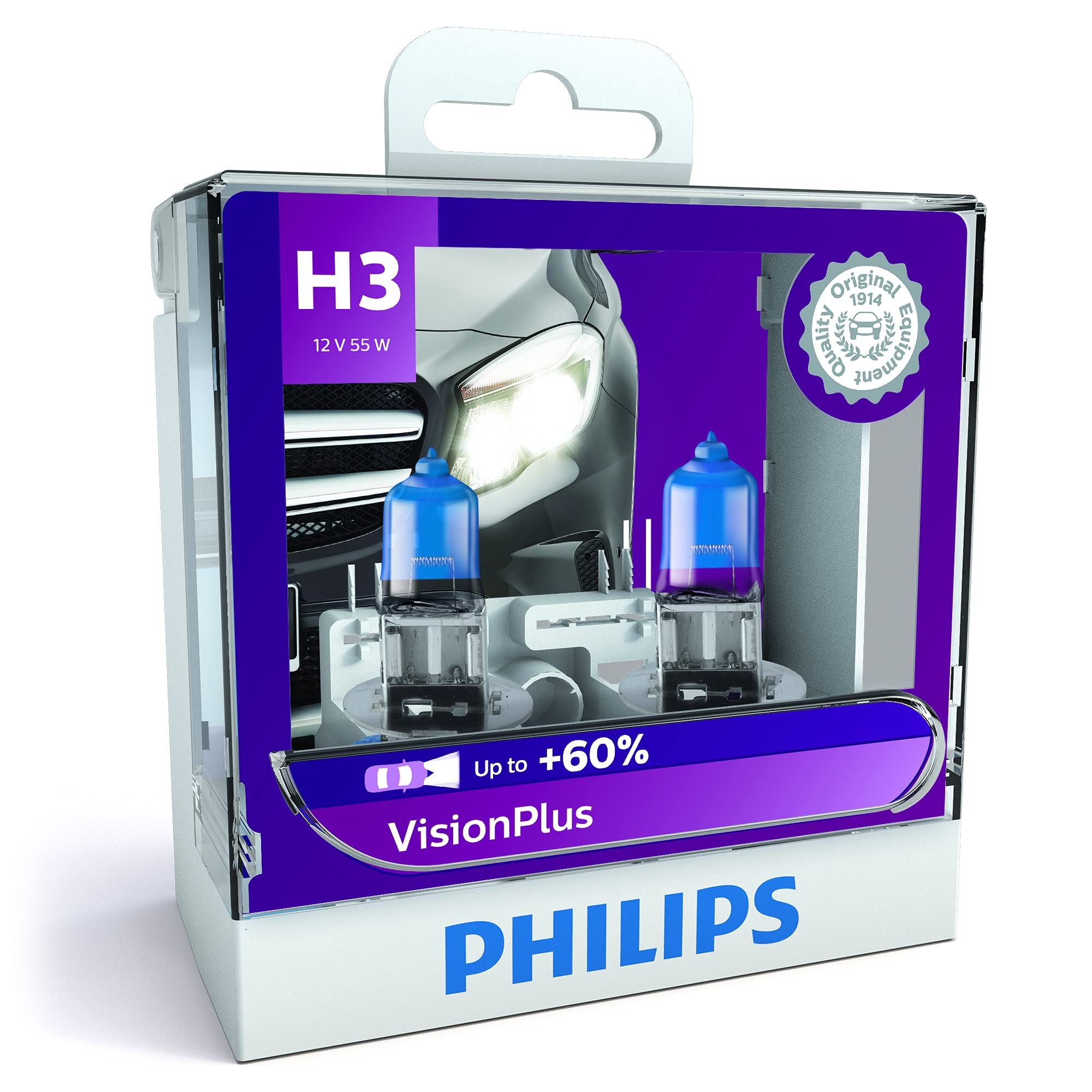

Philips VisionPlus 12336VPS2 Halogen Headlight Bulbs & Lights, H3 3400K, Vehicle Inspection Compliant, Pack of 2, Amazon.co.jp Exclusive