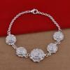Rose Flower 925 Sterling Silver Plated Jewelry Set: Earrings, Necklace, and Bracelet in European and American Fashion.