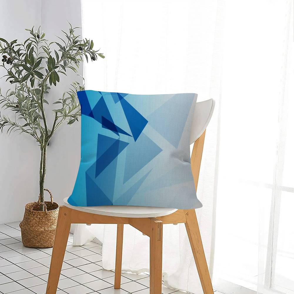 Beauty Blue Geometric Cushion Cover Inches Farmhouse Decor Home Throw Pillow Covers For Couch Decorations