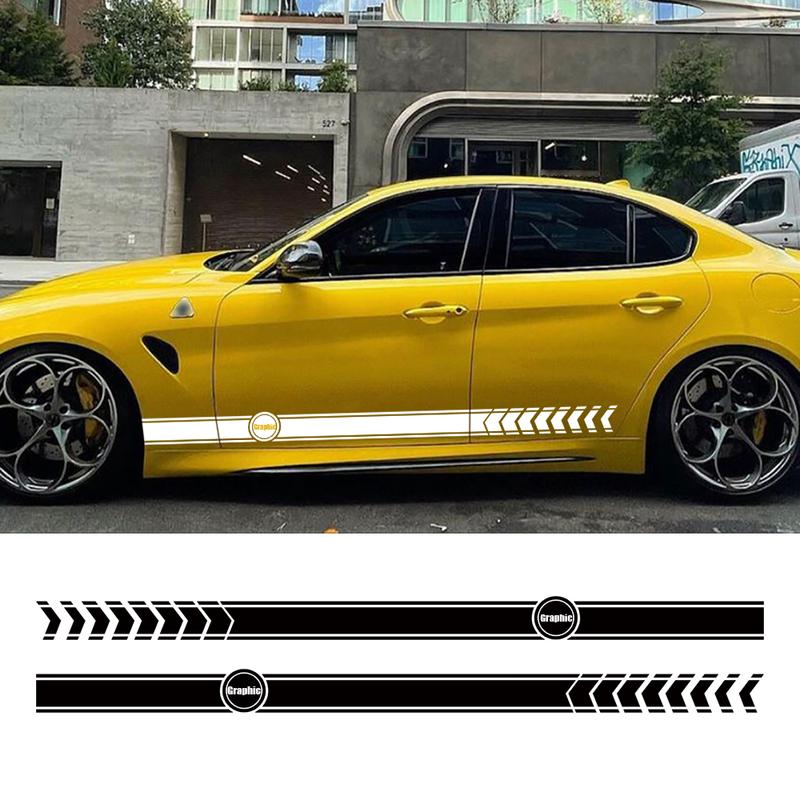 2PCS Car Door Side Skirt Stripe Stickers For Alfa Romeo Giulietta Stelvio Mito Giulia Sportiva Racing Sport Fashion Vinyl Decals