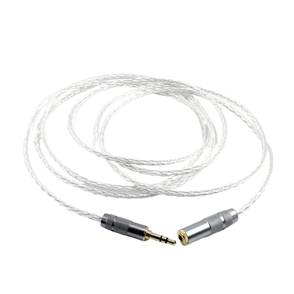 EAQKVX 8-Core Silver Audio Extension Cable 3.5mm Female To Male 2m Brown Black Earphone Extension