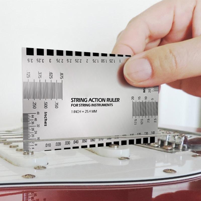 1 Pc Guitar Accessories String Action Gauge Ruler Baroque Guitar Bass String Pitch Luthier Tool for String Instruments Light Grey