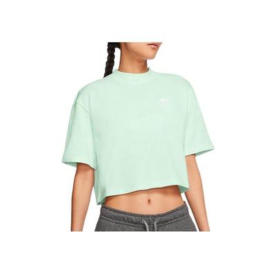 Maglietta da Donna a Maniche Corte Solida con Stampa Logo del Brand a Colore a Contrasto Top da Donna Verde Chiaro CJ3758-394