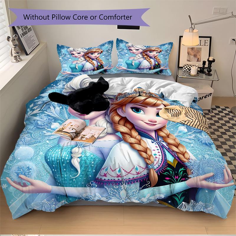 Frozen Sisters Winter Wonderland Print 3Pcs Bedding Setduvet Cover With 2 Bedropillowcase Home Birthday Gift