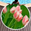 Round Beach Towel Flower Tulip Microfiber Beach Towels Quick Dry Super Absorbent Pool Towels Sand Free Beach Blanket for Pool