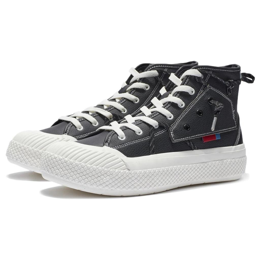 Li Ning Slip Resistant Abrasion Resistant High Top Skateboard Shoes Men's Black Gray AGCR239-2