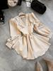 Elegant Women's Spring V-Neck Solid Color Long Sleeve Party Dress