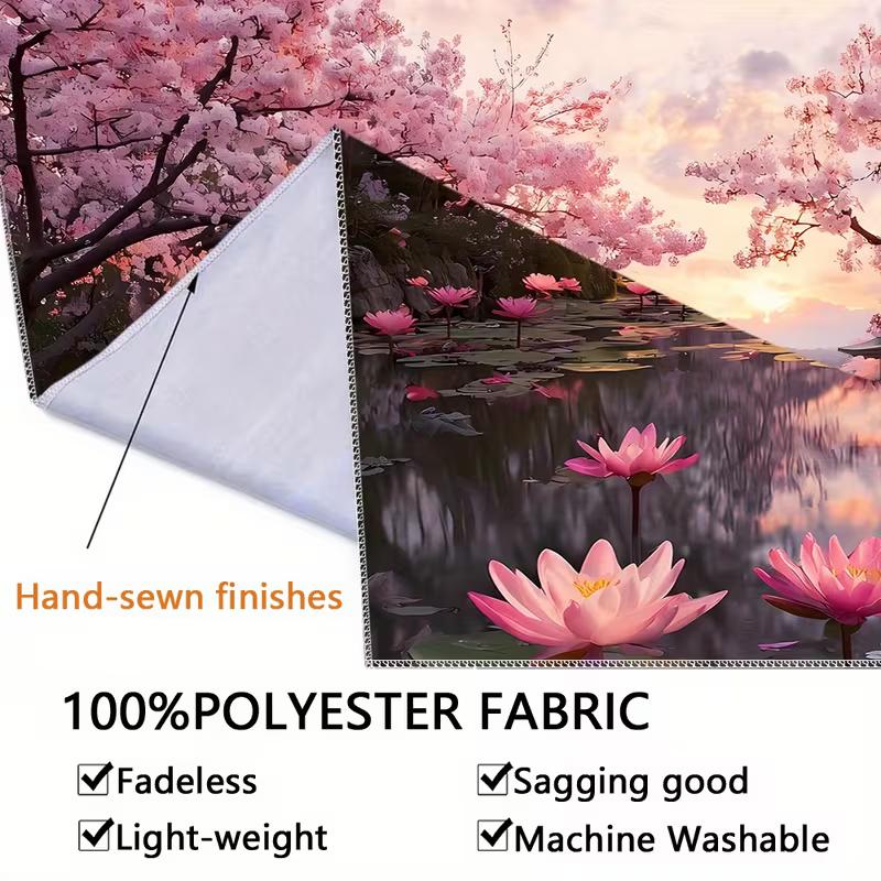 2D Spring Garden Tapestry, Colorful Flowers & Butterflies Wall Hanging