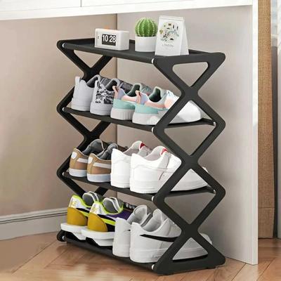 4-Tier X-Type Shoe Storage Rack, Dorm Rooms Multifunctional X-shaped Dust-proof Storage Rack for Entryways Hallways Bedrooms