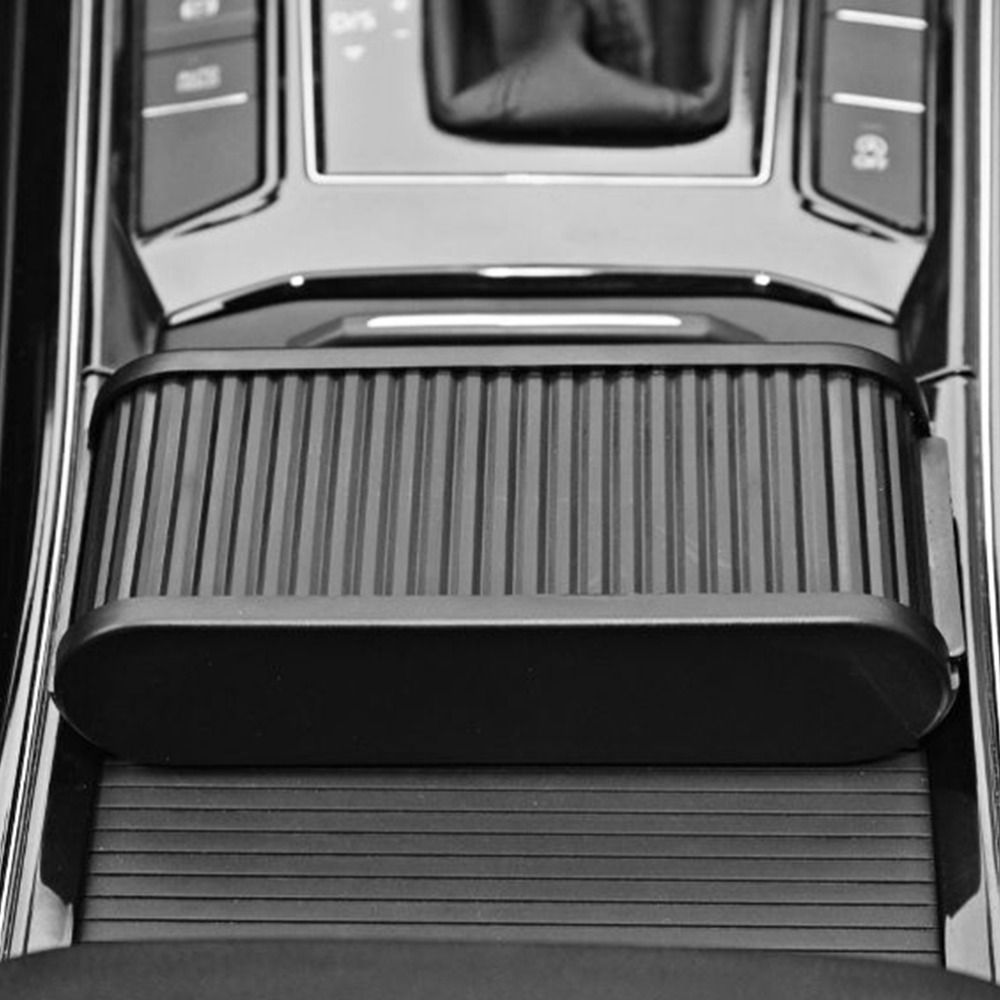 Portable Sliding Open Car Console Storage Box Large Capacity Plastic Glasses Box Black Self-adhesive Coin Holder