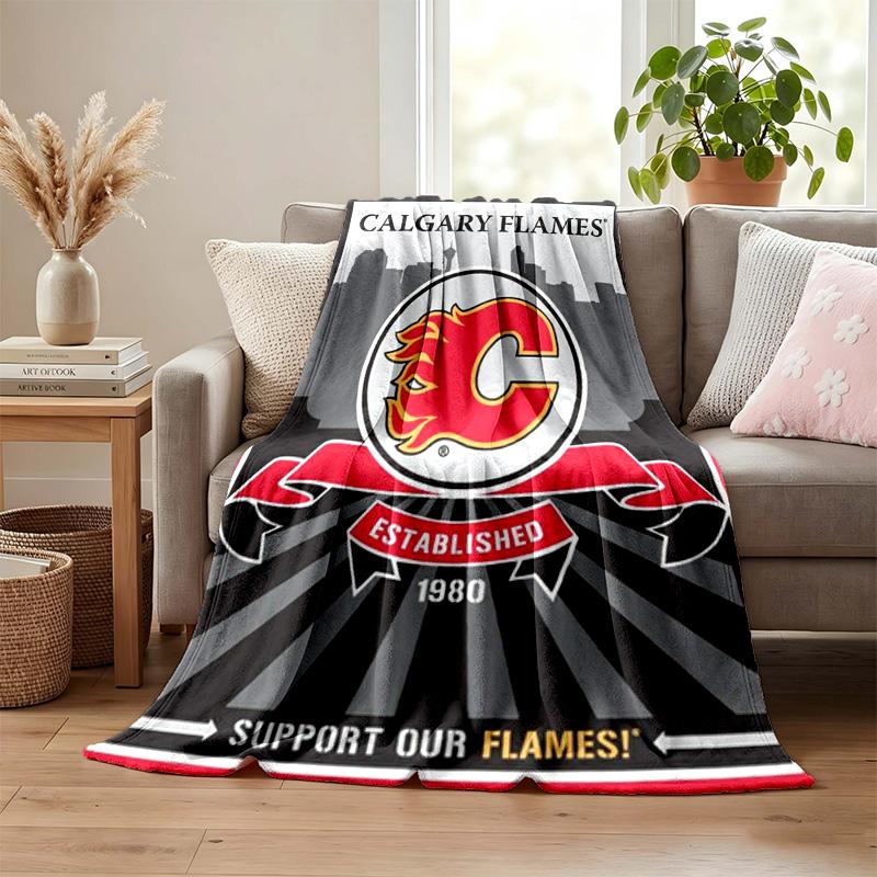 Calgary Flames blanket Flannel Blanket Soft Cozy Plush Throw for Sofa Bed Lightweight Home Decoration