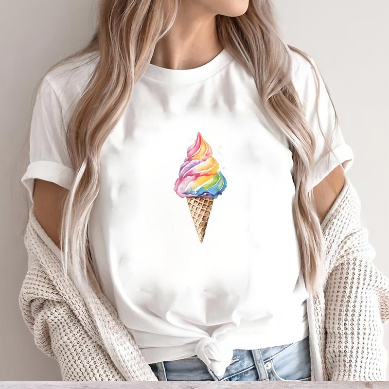 Summer T-shirt with Cute and Stylish Prints, Short-sleeve Trendy Daily Wear for Women.