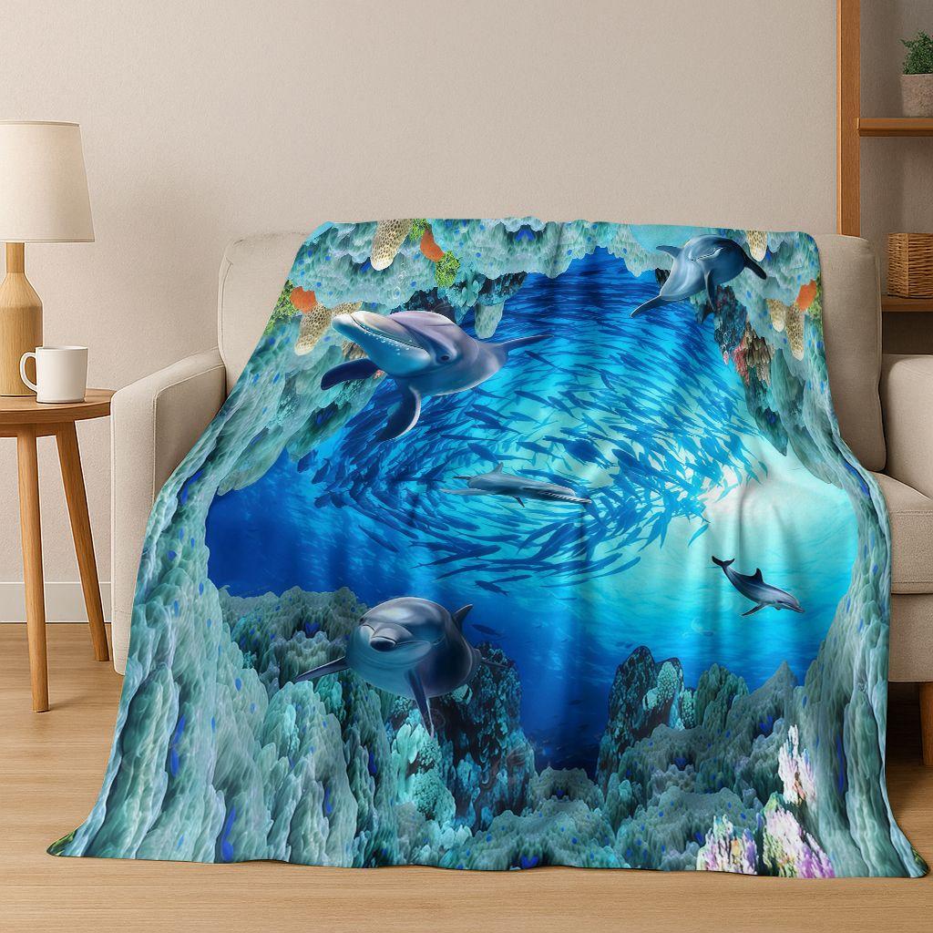 3D Illusion Breaking Wall Dinosaur Animal Series Flannel Blanket,Cozy Soft Throw Blanket for Home Bedroom Bed Sofa Cover Kids