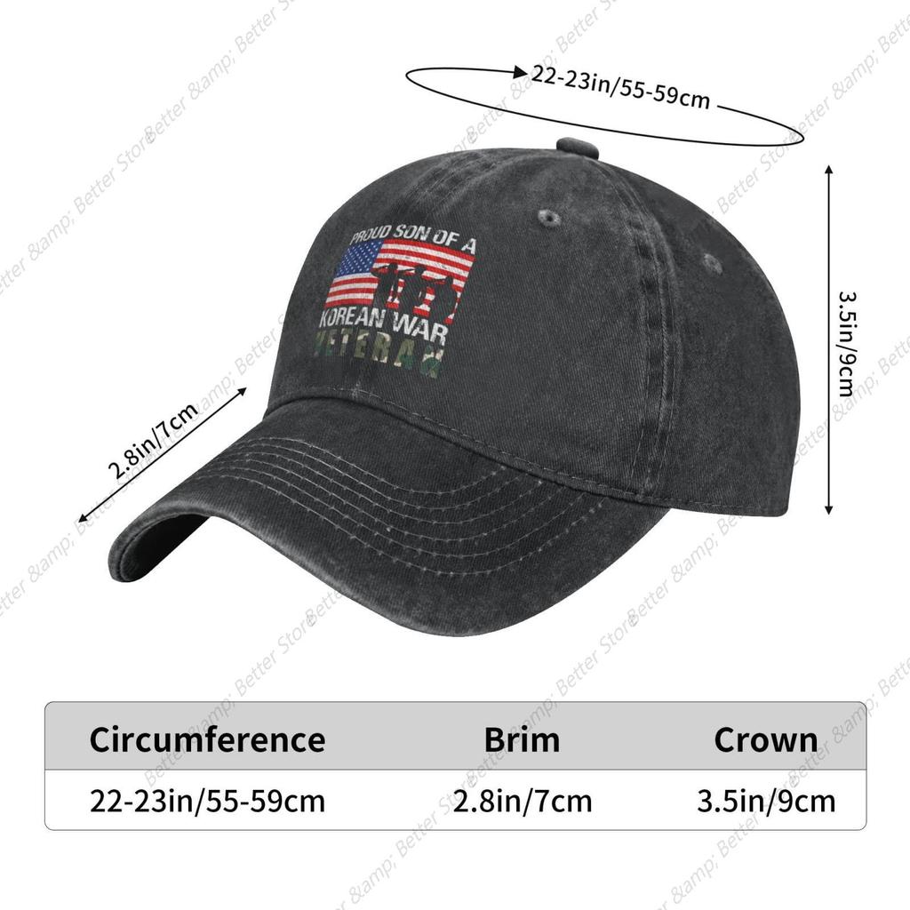 Proud Son of a Korean War Veteran Unisex Cowboy Cap Baseball Hat Adjustable Denim Dad Hats