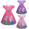 82840 Kids Girls Steal a Brainrot 67 Six Seven Print Ruffle Sleeveless Princess Dress