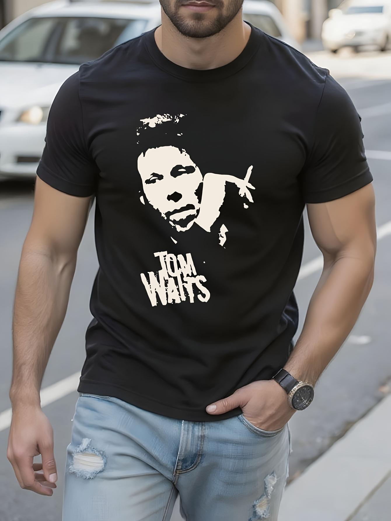 Tom Waits Portrait Graphic Tshirt Graphic Tee - Black Cre... XL