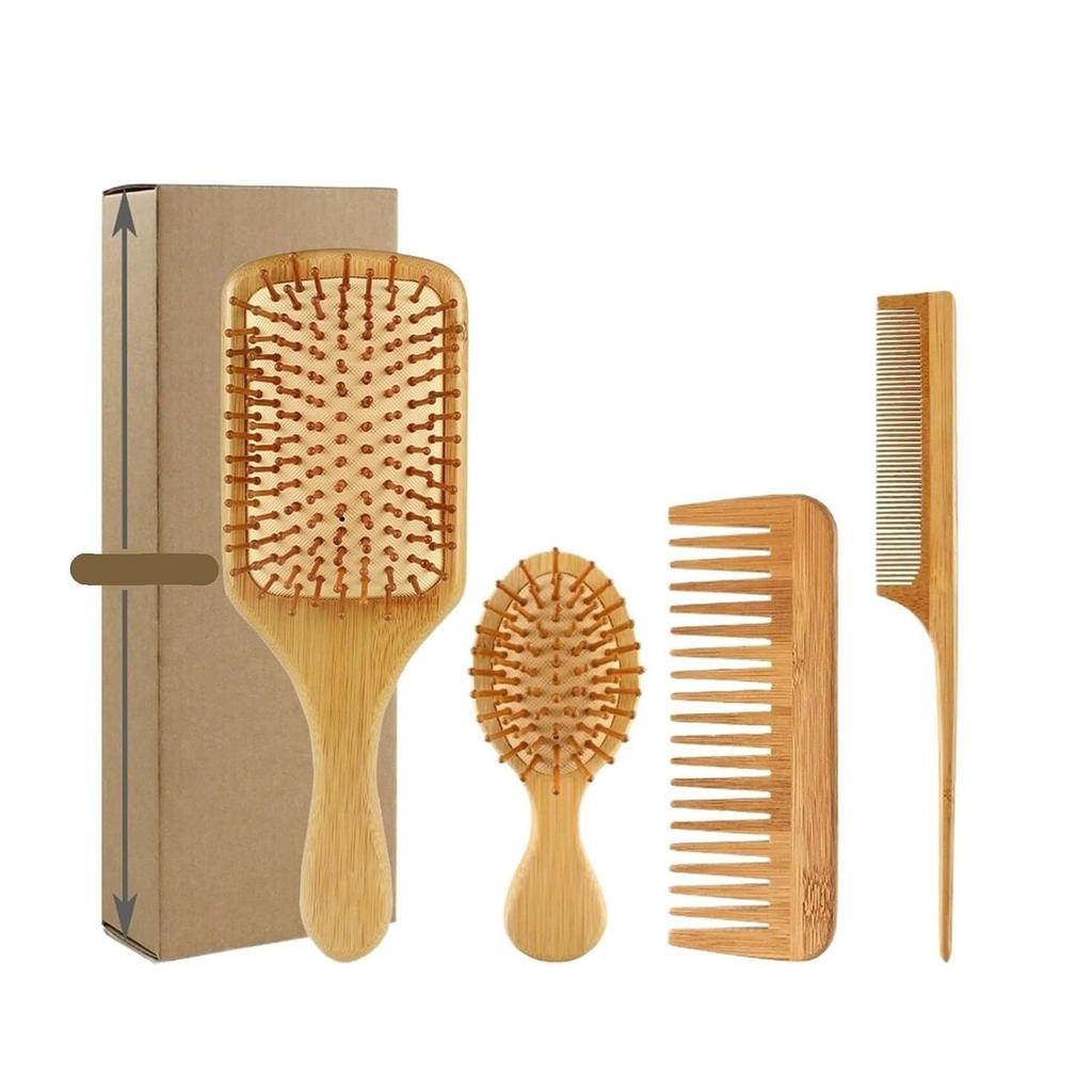 Hair Brushes And Comb Set, For Women And Detangling, Great On All, Handmade For Men(3Pcs Set C with Box)