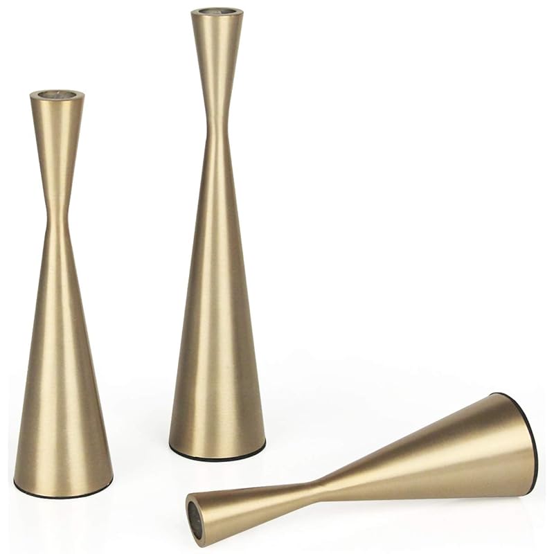 Vixdonos Brass Gold Taper Candlestick Holders Metal Candle Holders Set of 3 Table Mantel Decorative Candle Stand for Wed золотой